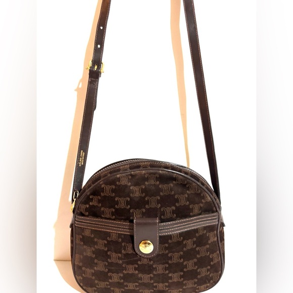 Celine vintage  signature print Chic brown suede  & leather  Crossbody Bag - Picture 11 of 11